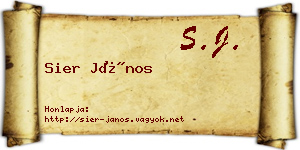 Sier János névjegykártya